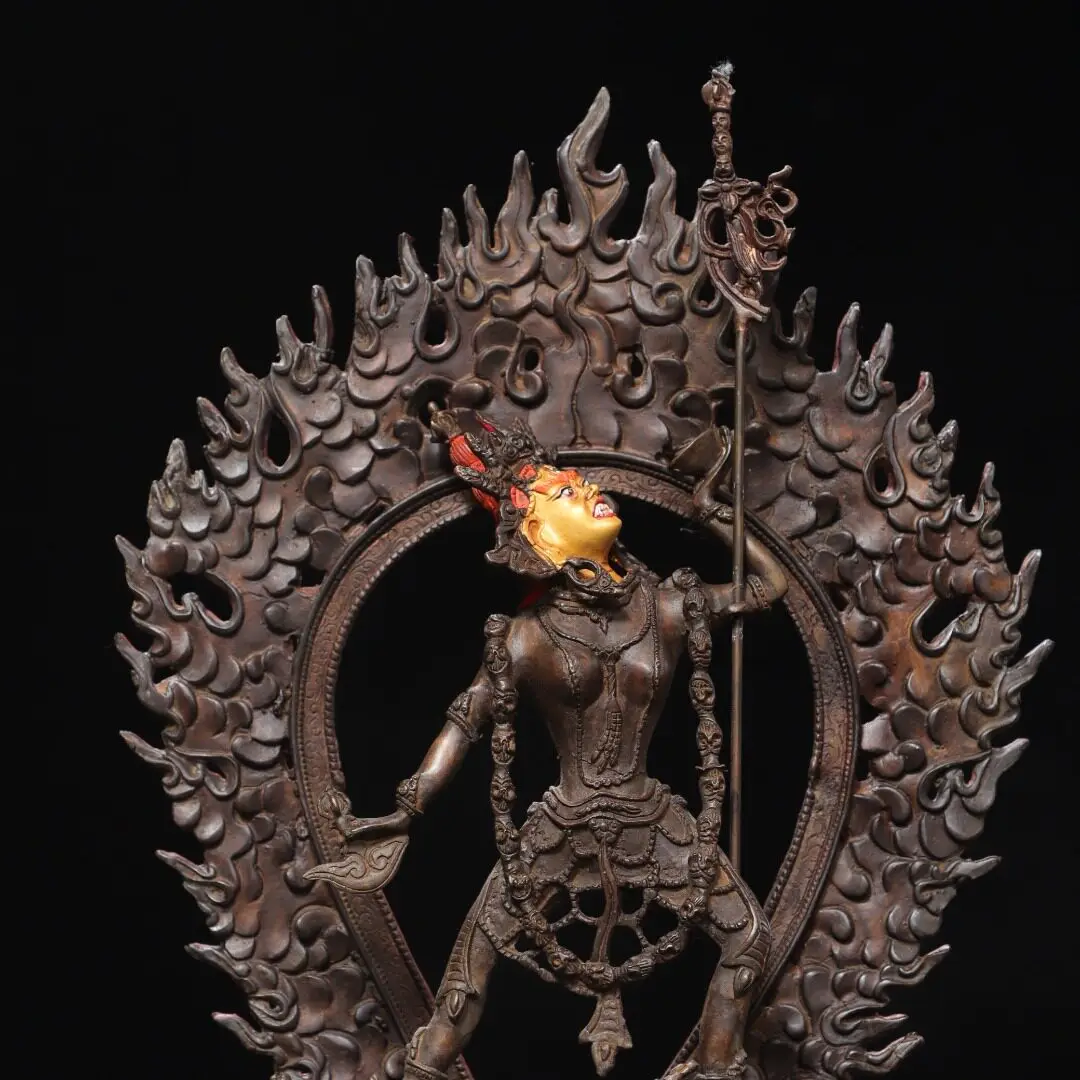 Brass gilt painted gold antique Naruo empty mother Tara Guanyin ornament Home hall incense case supplies 35cm