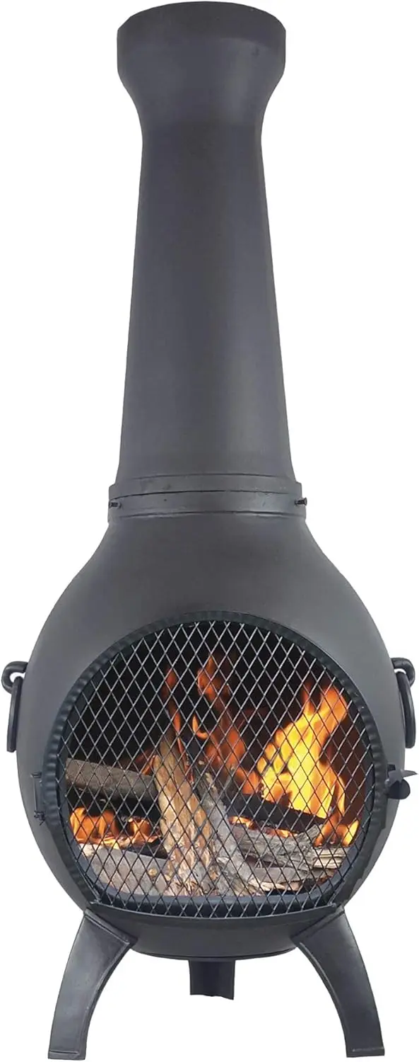 

Prairie Chiminea Outdoor Fireplace - Wood Burning Cast Aluminum Deck or Patio Firepit