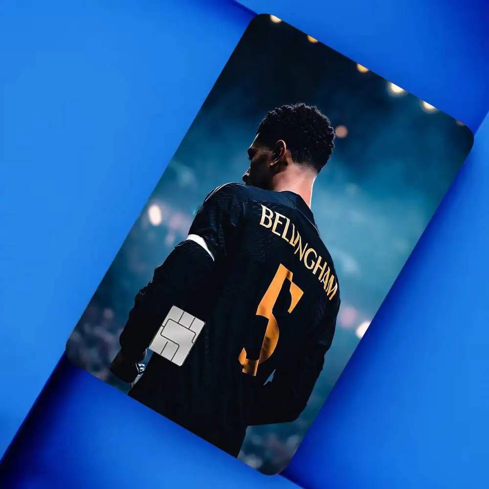 B-Bellingham 5 football 4pcs 1Set Laser Holographic Sticker Skin Cover for Credit Bank Debit Card
