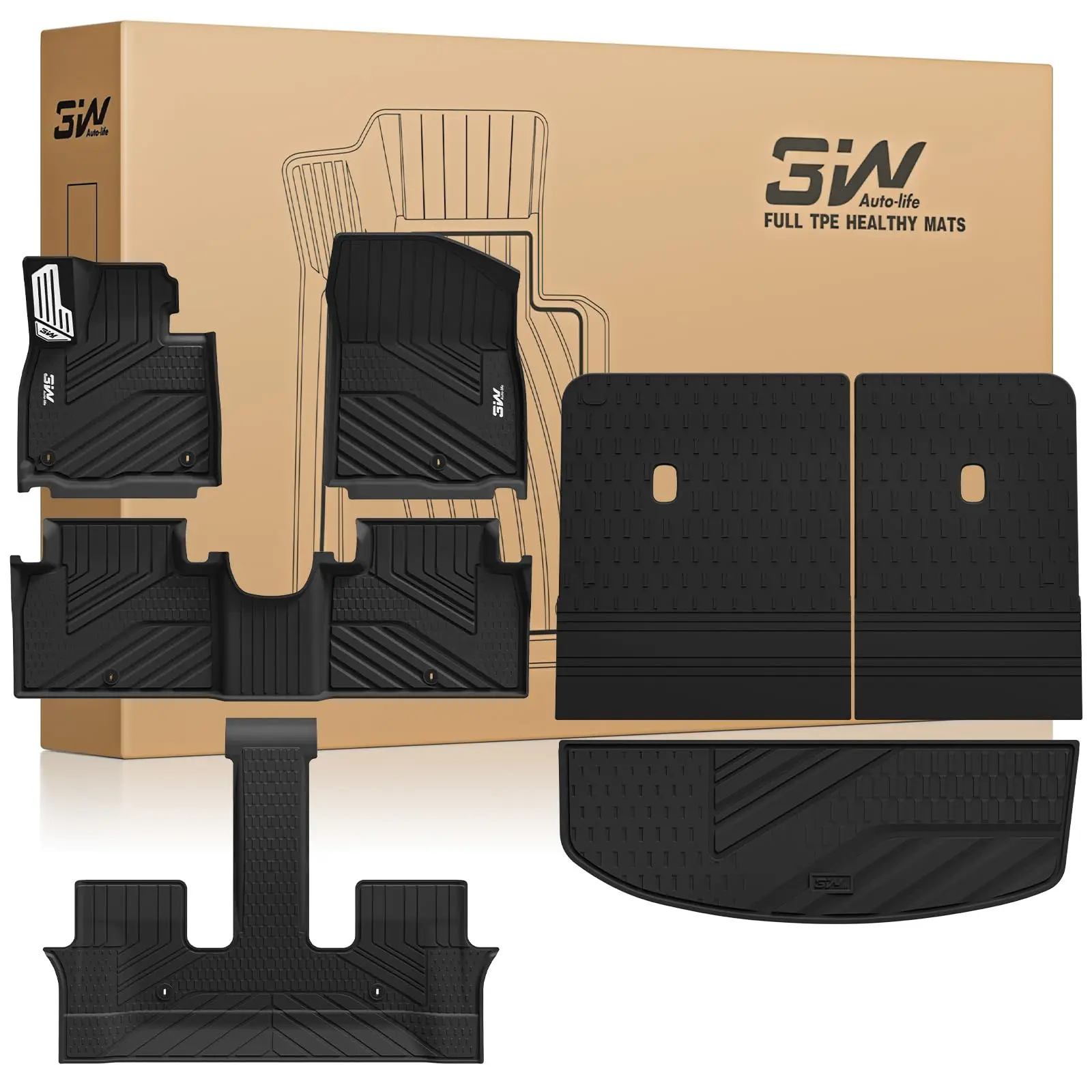 

Custom Fit TPE Floor Mats For Hyundai Palisade 2026 7/8 Seater Gas Only All Weather Black
