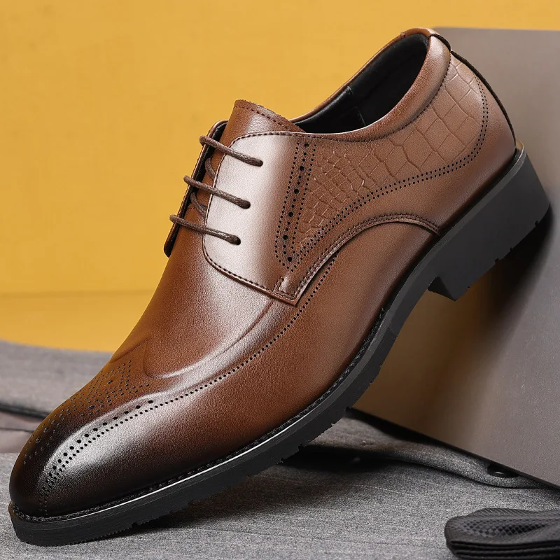 

Men's leather shoes, business trend, British-style suits, business commuting, office dress shoes