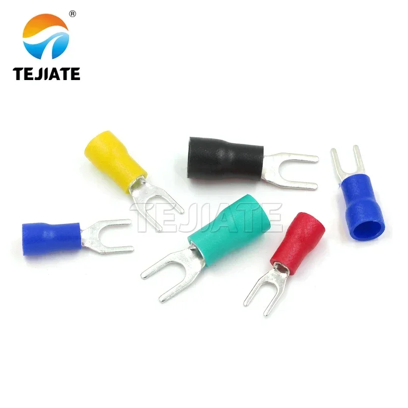 20PCS Cold-pressed Terminal Block SV3.5-4 Fork-shaped U-shaped Y-shaped Insulated Blade Spring Connector SV1.25-3 Copper Head