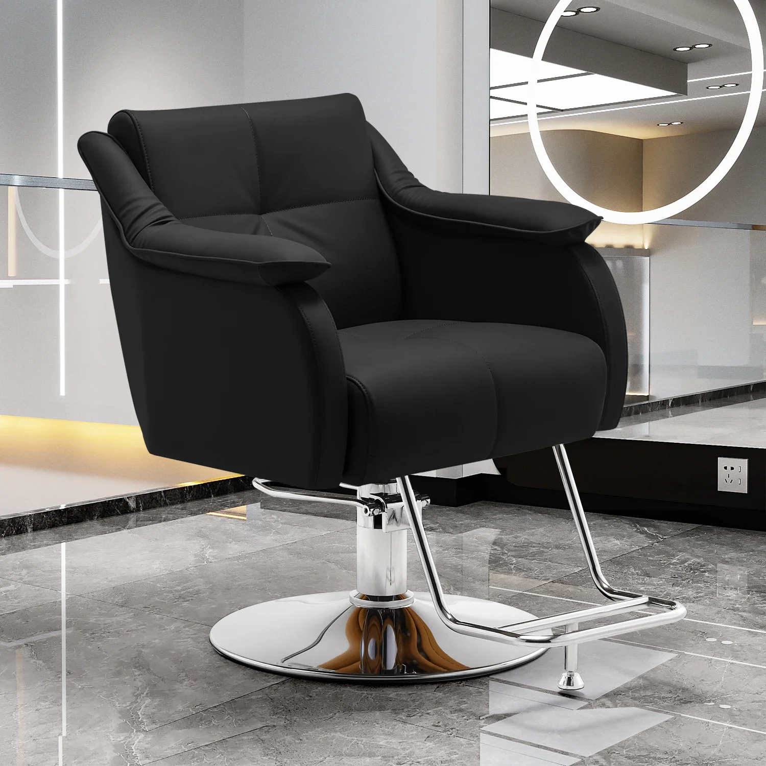 Stool Chair Barbershop Beauty Salon Decor Furniture Mirror Barberchair Auxiliary Master Wheels Professional Eyelash Saloon Set