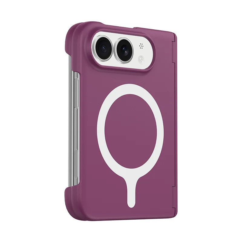 For iPhone Duo Fold Dopamine Bright Color For MagSafe Double Wrap Edge Hinge All-inclusive Silky Feel Shockproof Protect Cover