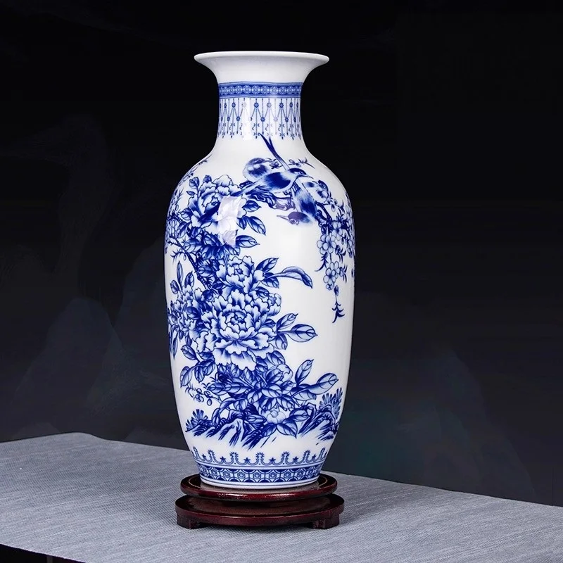 

35CM Jingdezhen Ceramic Vases Pottery Decoration living room Flower arrangement Modern Home Simple TV Cabinet Christmas Gift