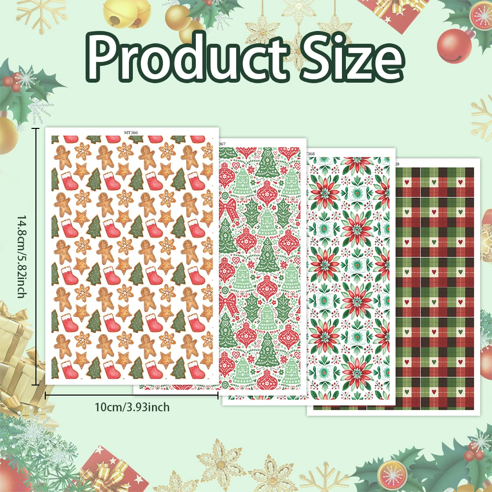 

Gingerbread Christmas Tree Floral Heart Polymer Clay Transfer Paper Stickers for Diy Jewelry Earrings Printing Paper Making