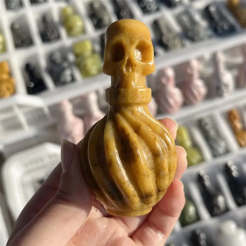 Natural Yellow Jade Perfume Bottle Magic Bottle Carving Decoration Feng Shui Healing Witch Reiki Gift 1PCS