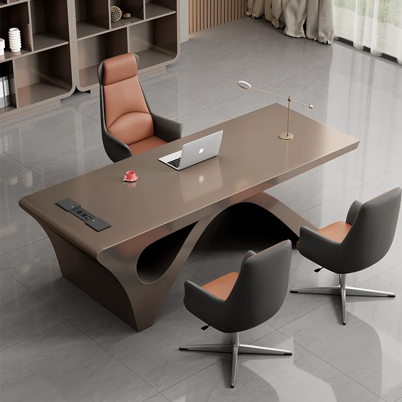 مكتب تنفيذي حديث فاخر خشب أبيض كبير مكتب كمبيوتر للدراسة طاولة محطة عمل ميسا Escriotorio