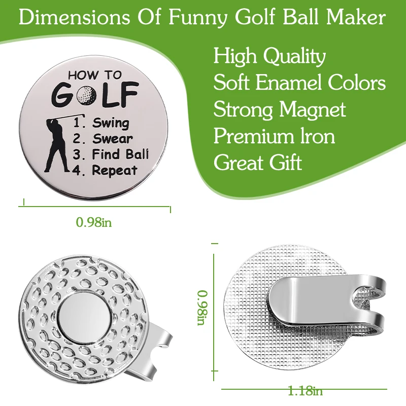 Golf Marker with Magnetic Hat Clip Golf Novelty Gift Magnetic Clip Sliver Color Baseball Cap Clip Golf Training Aids Accessories