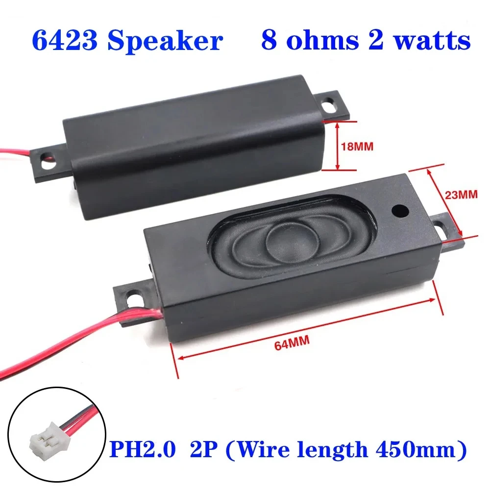 1Pair 8ohm 3W 3070 3370 8Ω 2W 6423 5318 3718 Loud Speaker With 2Pin 4Pin PH2.0 connector Computer LCD Monitor TV Speaker Horn