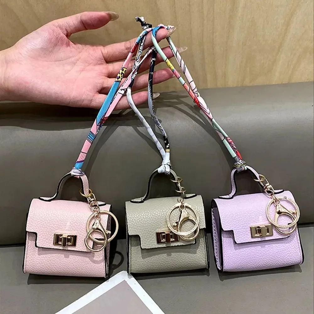 Mini Square Leather Bag Charm Bag Pendant Light Luxury Cute Bag Pendant Fashion Decor Accessories Creative Keychain Coin Purse++ view 4