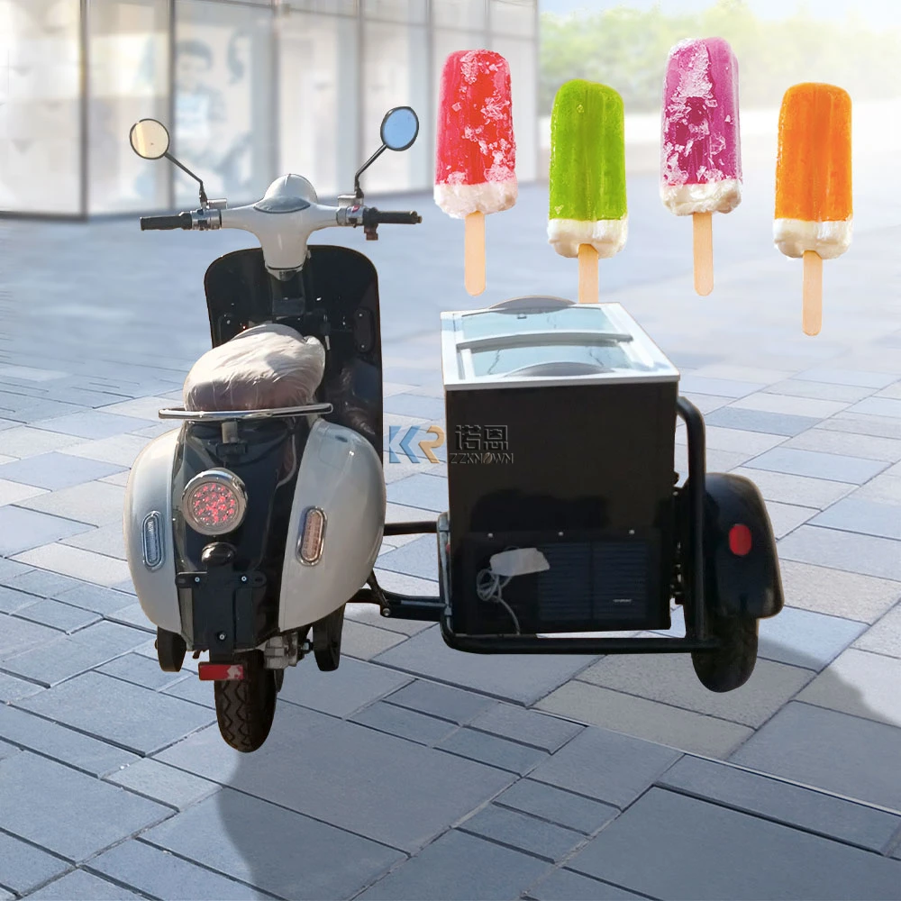 

Three wheels cart with freezer for ice cream street sale non-electric pedal tricycle with white color rear box