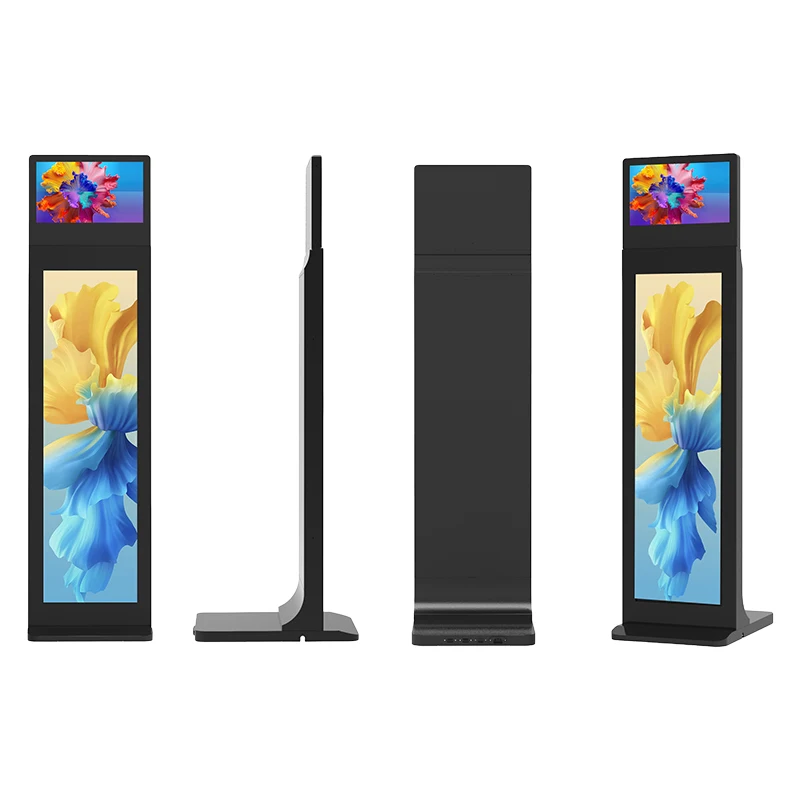 13.3+37 Inch Horizontal and Vertical Dual Display Touch Interactive Advertising Player L Type Floor Standing Digital Signage