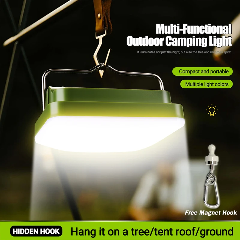 LED Camping Light USB Rechargeable Portable Tent Lantern Outdoor Camping BBQ Tents Hanging Lantern Work Maintenance Flashlight