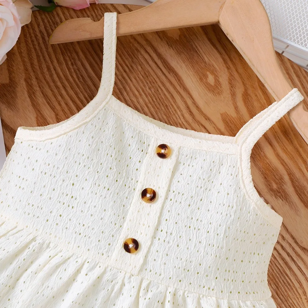 Baby Girl Daily Clothes Outfits Sleeveless Suspender Soft Hollow Top+Shorts 2pcs Summer Clothing Set for Toddlers Girl 0-3 Years