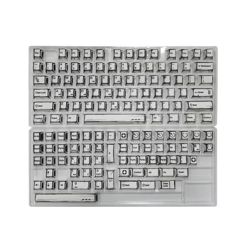 136 teclas pbt keycaps quadrinhos misturados cor clara tampa cereja altamente pintado à mão estilo simples teclado mecânico keycap