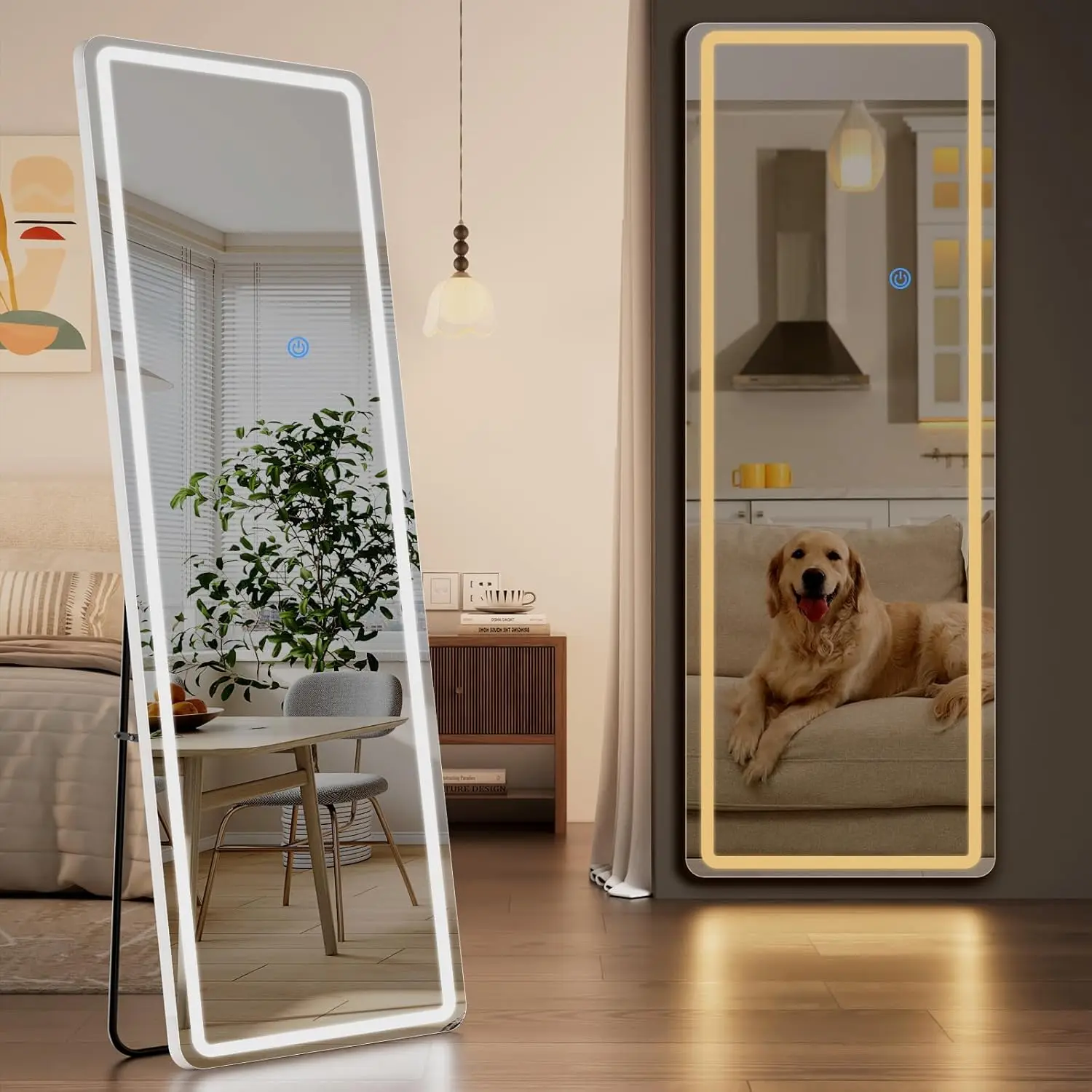 

65"x24" LED Lighted Mirror with Dimming & 3 Colors, Full-Length for Bedroom or Dressing Room