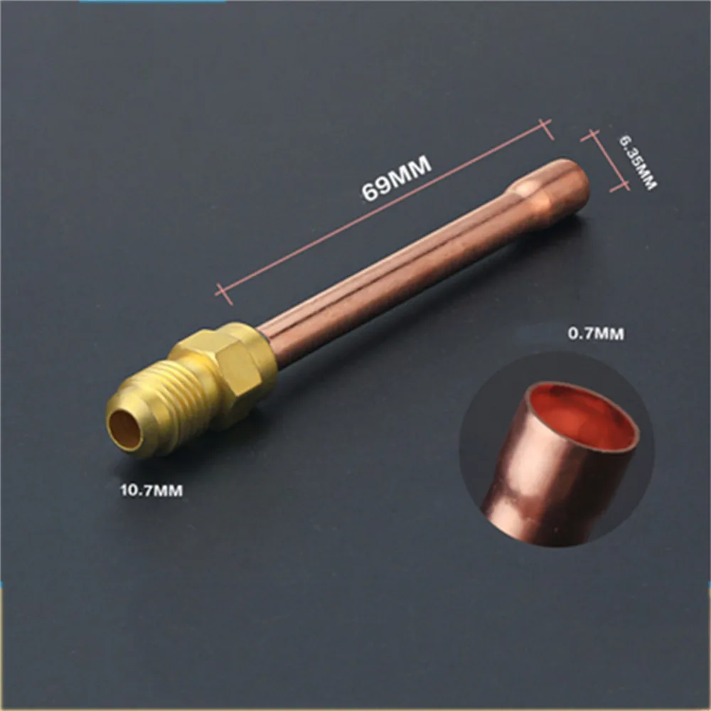 1/4 3/8 1/2 Pure Copper Tube Connetor Thickened Joint Pipe 6 10 12 Welding Head Air Conditioner Repair Parts