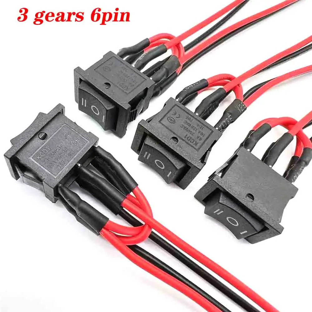 15X21mm Black Rocker Switch 6 Pin 3 Position ON-OFF-ON Double Reset/Latch Switch 6A 250V 10A 125V AC