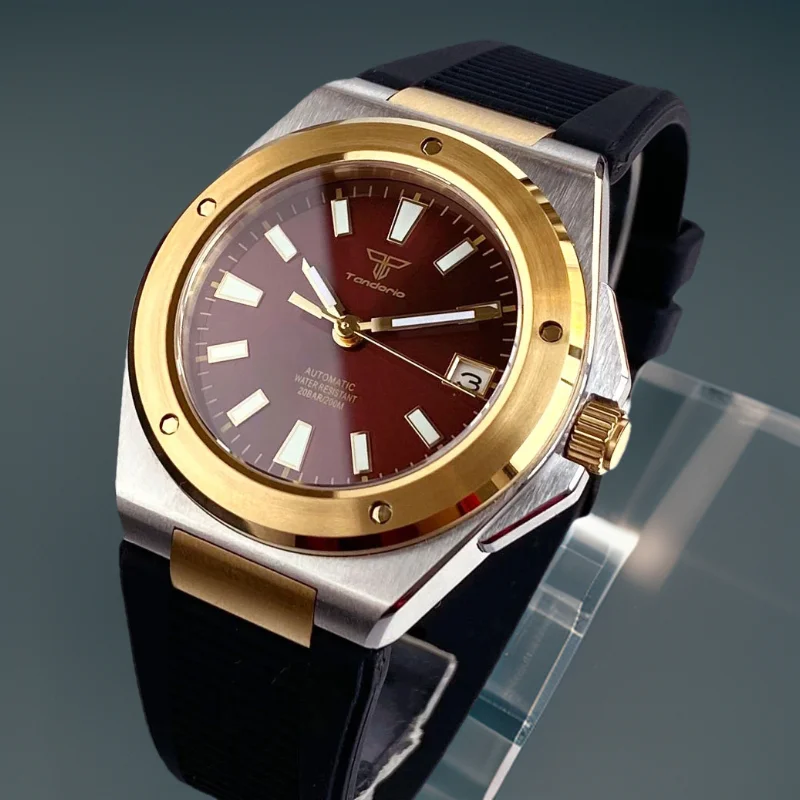 

40mm two tone sapphire crystal glass retro red dial 200m Waterproof Japan NH35A Automatic Classic Men Mechanical Watch