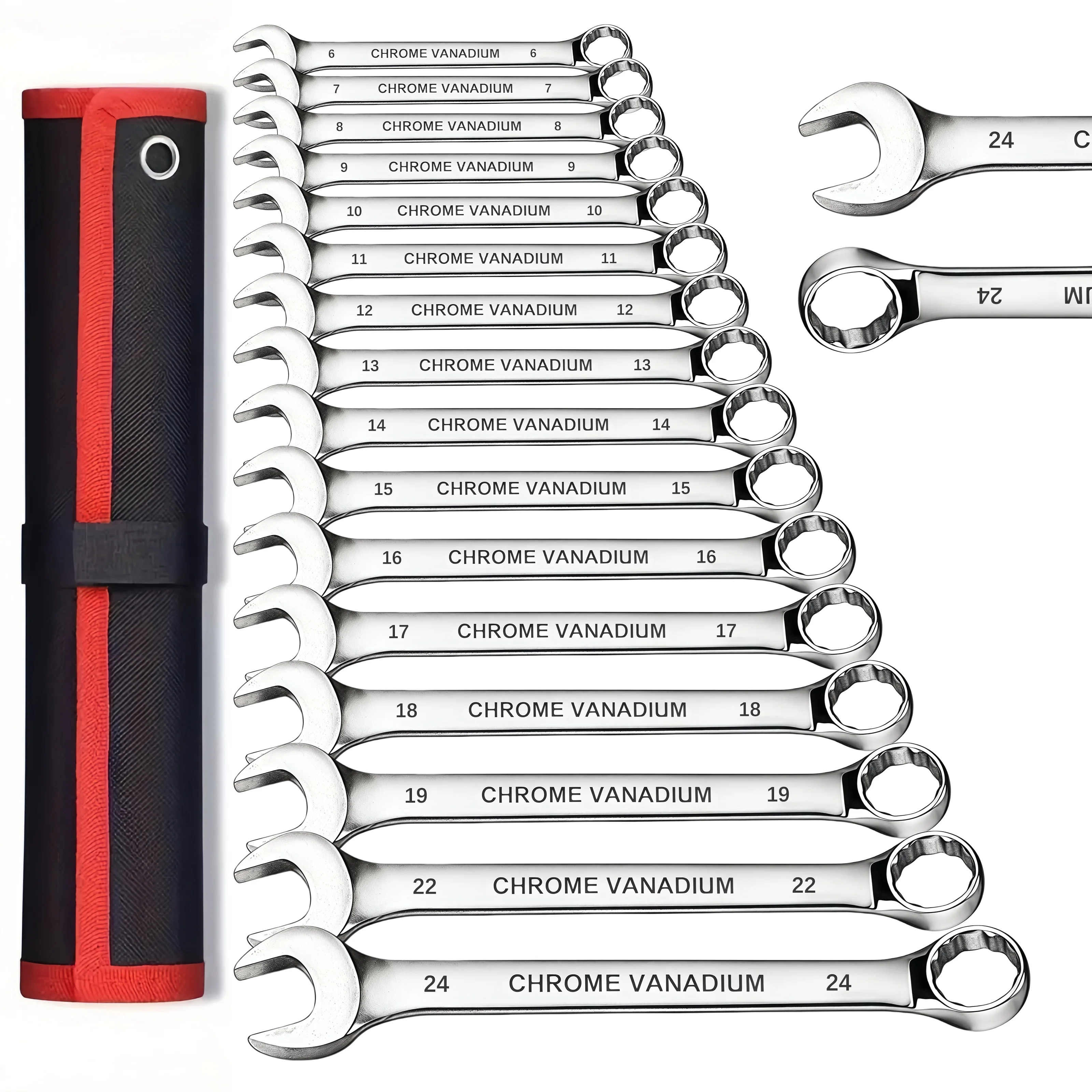 

Набор сверхдлинных гаечных ключей из 16 предметов. Ключ двойного назначения 6–24 мм, двойного назначения, с высоким крутящим моментом, с сумкой для хранения, процесс полировки зеркал с защитой от ржавчины, используется для ремонта автомобилей и дома своим