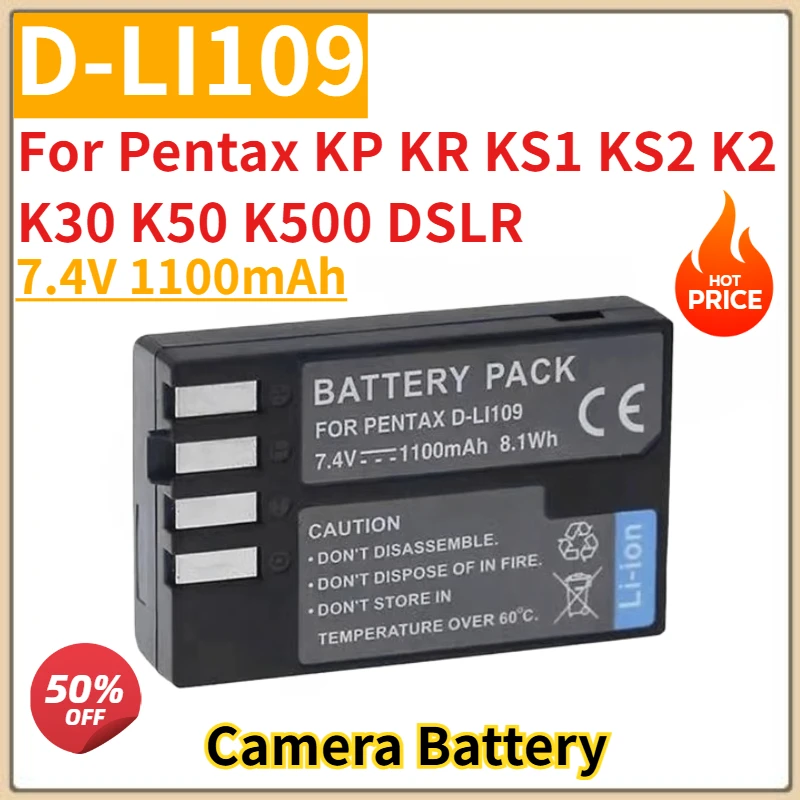 

Camera Battery 7.4V 1100mAh D-LI109 for Pentax KP KR KS1 KS2 K2 K30 K50 K500 DSLR Brand-New High Quality