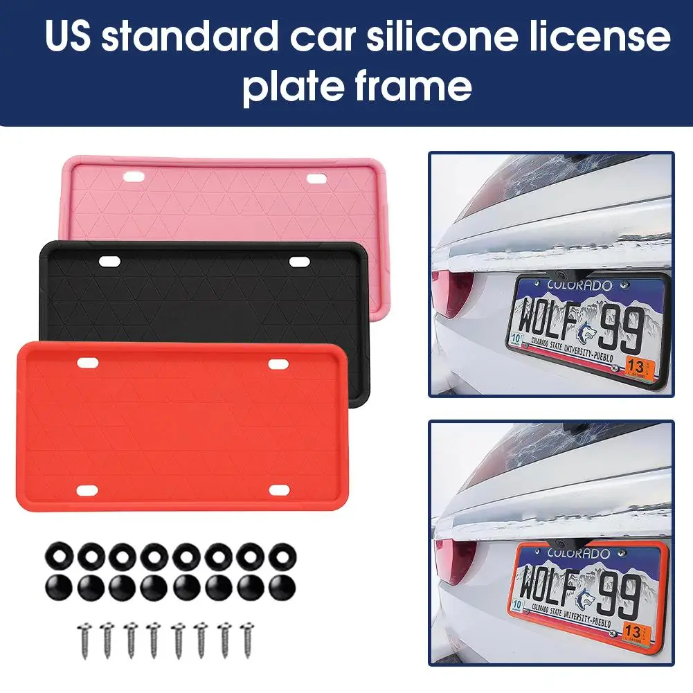 

Silicone Black License Plate Frame Covers 1 Pack- Front Back Car Holders. Or Rattle-Proof Plate Accessories Rust-Proof, Bra F5G1