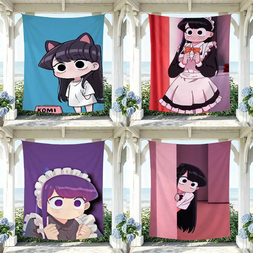 Anime K-Komi Cannot C-Communicate Flag Outdoor Decorations for Bedrooms Home Decor Items Banners Tapestry