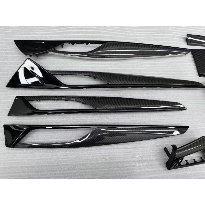Carbon Fiber Interior Central Control Panel Door Trim Strip  Dashboard Navigation Screen Cover Frame