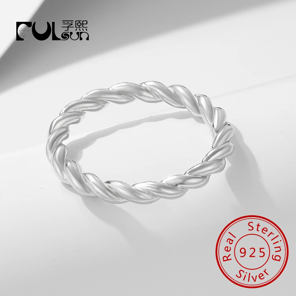 

Простое кольцо ручной работы с витым цирконием, ювелирные изделия из стерлингового серебра 925 пробы для женщин