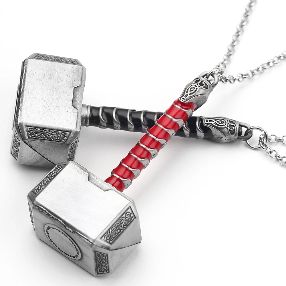 Thors Hammer Mjölnir Halskette Universelles Modeschmuck-Accessoire Trendiger Persönlichkeits-Superhelden-Thor-Anhänger für Männer und Frauen – Detail 2