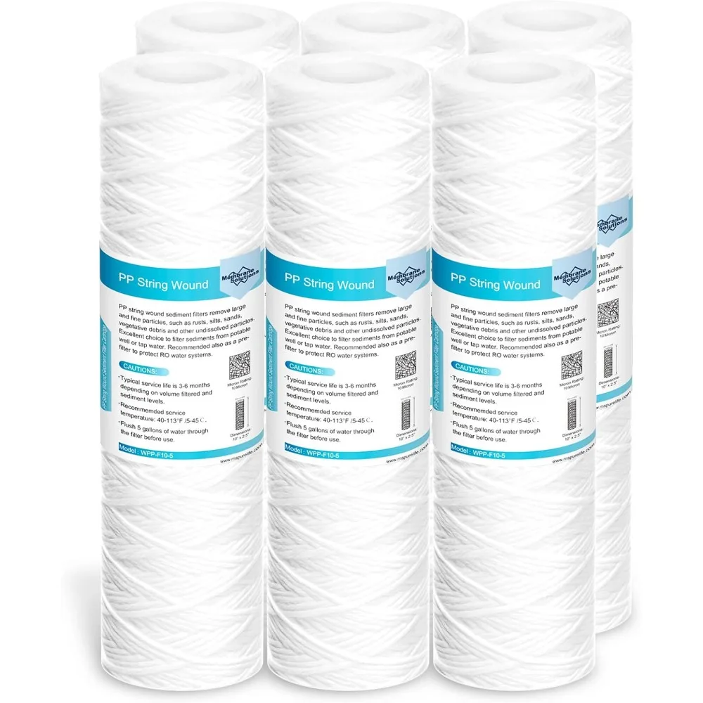 Membrana Solutions-cartucho de repuesto para filtro de agua, 10 micras, 10x2,5 pulgadas, cuerda enrollada para toda la casa