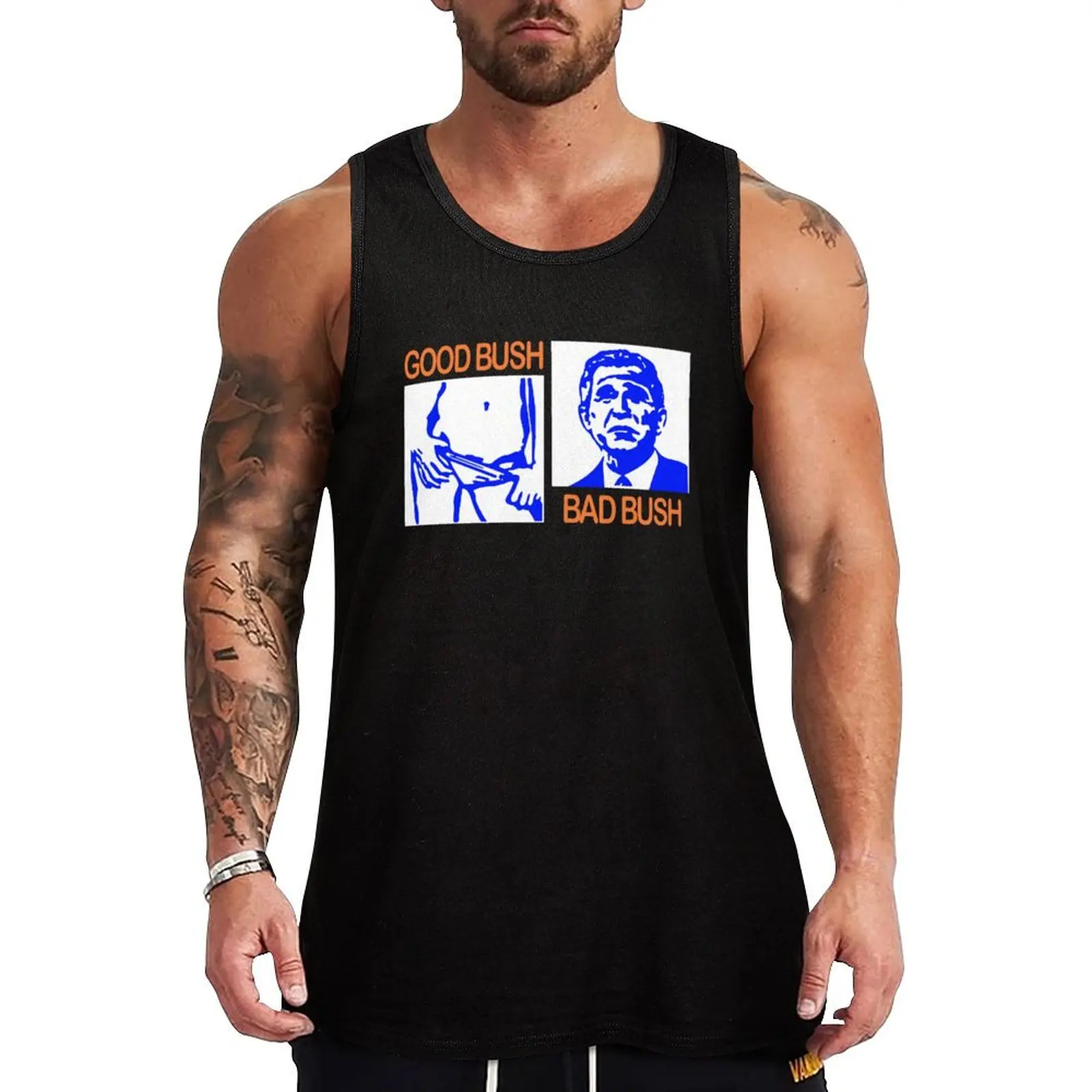 

Good Bush Bad Bush Funny George W. POTUS USA Vintage Tank Top Bodybuilding clothing man Men's gym t-shirt
