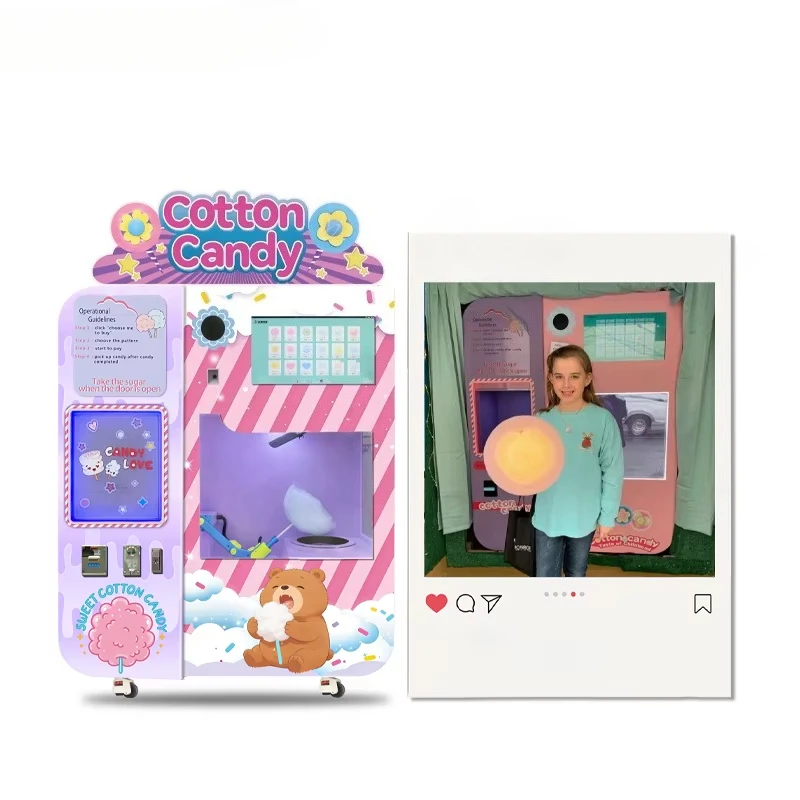 Plug-in Automatic Party Cotton Candy Machine Cotton Candy Robot Vending Machine OEM ODM Shopping Mall Use Chuanbo Technology