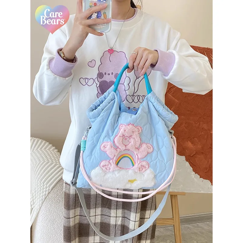 Genuine Carebear Rainbow Bear Crossbody Bag, Versatile Large Capacity Portable Shoulder Bag, Cute Student School Bag, Gift