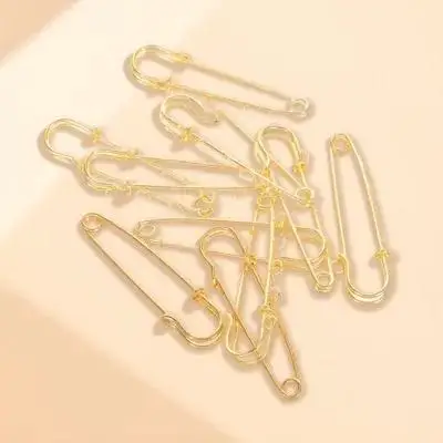 

10pcs Safety Pins Metal Brooch Diy Craft Accessories Clothing Fixed Pin For Blankets Scarves Sweaters Alloy Clasp With Holes