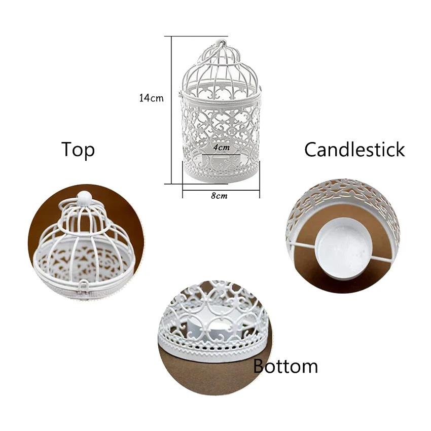 6 Pcs Candle Tea Light Holders Metal Hanging Hollow Birdcage Lantern Vintage Decorative Centerpieces of Wedding Party