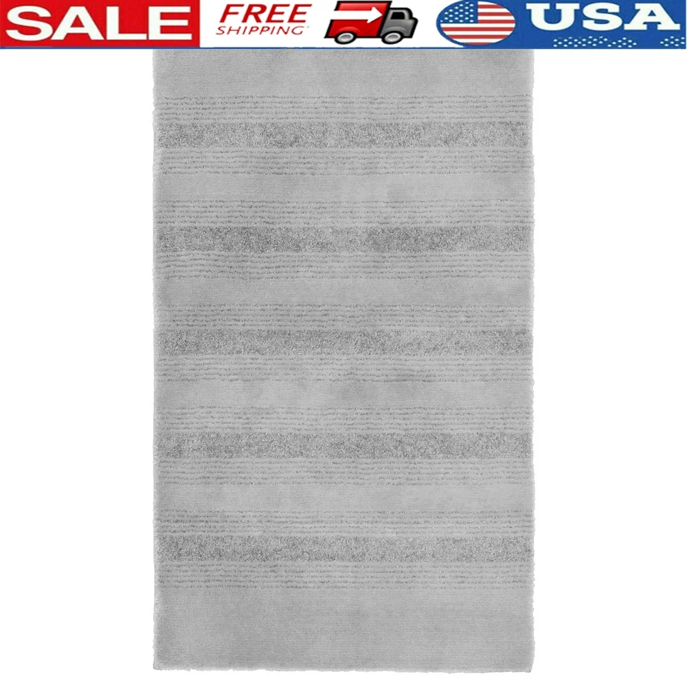 

Essence Washable Nylon Bath Rug Non-Slip Backing Ultra-Soft Quick-Drying Machine Washable 30 x 50 Inches Gray Home Decor