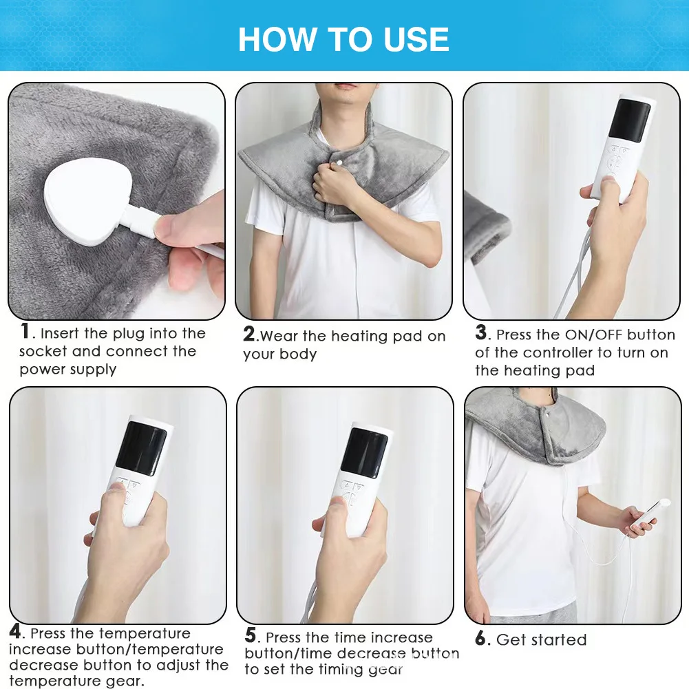 وسادة تسخين كهربائية لتخفيف آلام الظهر وسادة حرارية كبيرة لأكتاف الرقبة 9 إعدادات للحرارة مع مدلك للنساء والرجال والأب #4