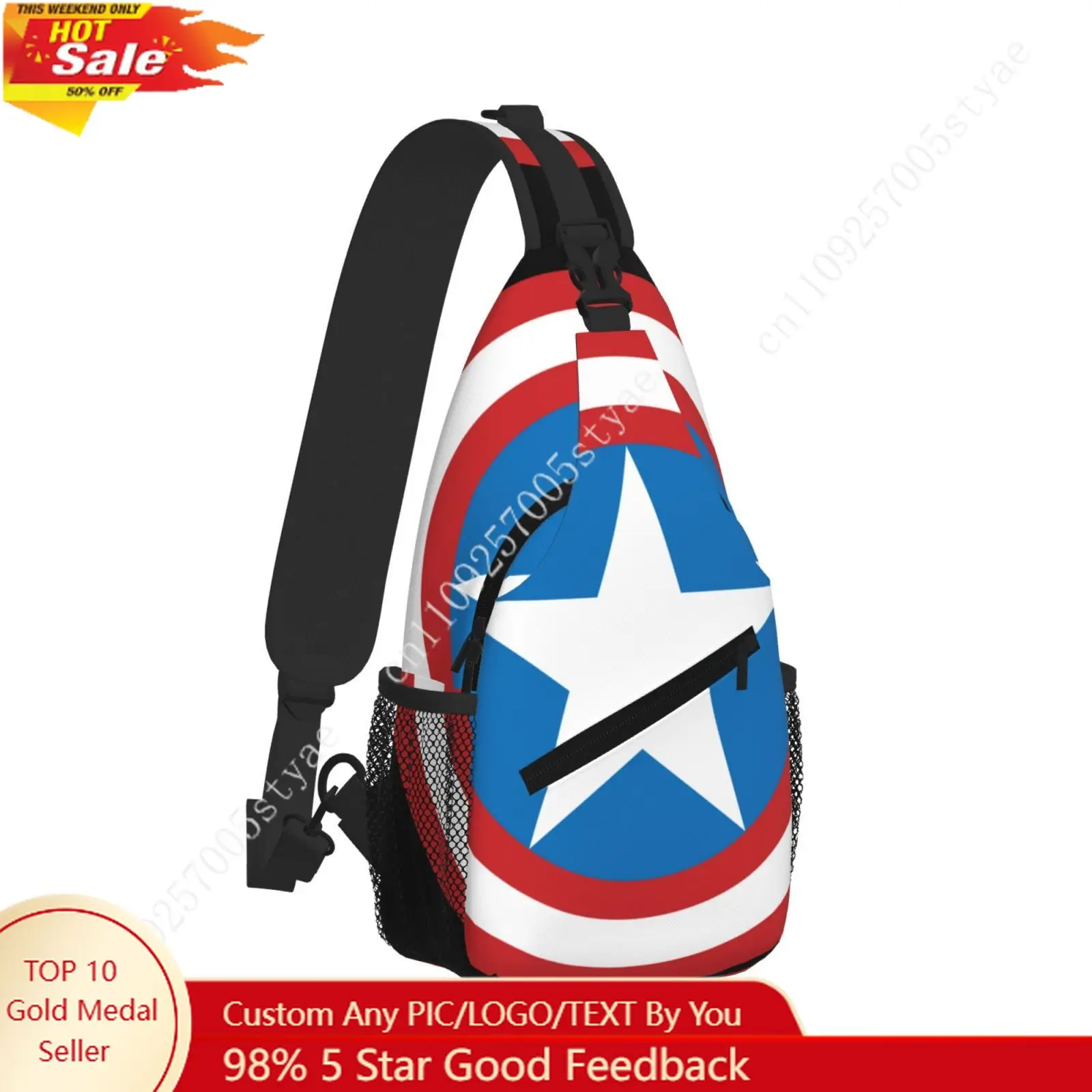 

Marvel Captain America Steve Rogers Sling Bag Chest Crossbody Shoulder Sling Backpack Outdoor Hiking Daypacks Men Women Bags
