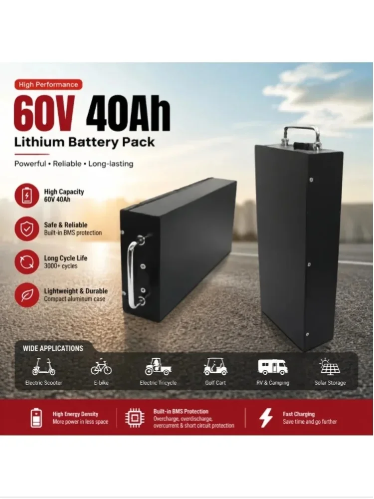 HarleyBattery 60V 20Ah 30Ah 40Ah Elektromotorrad 18650 Lithium-Batterie Geeignet für CityCoco Elektroroller-Batterie
