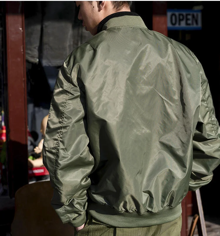 

Американский уличный стиль ретро куртка мужская повседневная однотонная молния пилот зеленый новый приталенный мужской пальто мужские военные куртки-бомберы