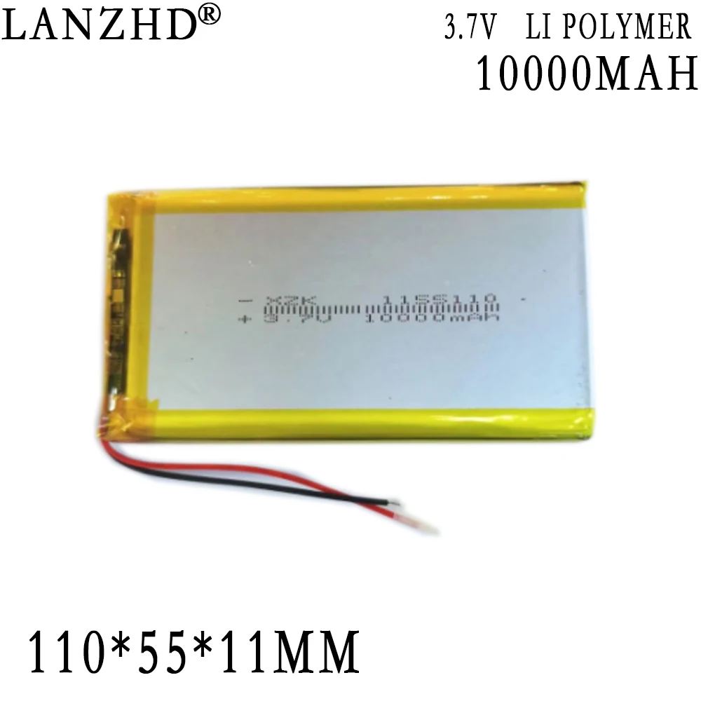 1-20pcs 3.7V Polymer lithium battery 10000mAh Large capacity For Tablet computer, Mobile power supply DIY batteries 1155110