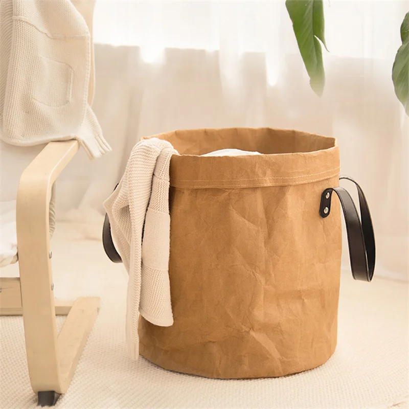 Home Washing Kraft Paper Clothes Storage And Finishing Bucket Basket Reuse Environmental Degradation Tear Resistant Dirty Clothe