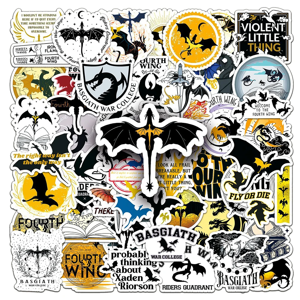 10/30/50 Stück Fantasy Novel Fourth Wing Aufkleber Coole Drachen-Cartoon-Sticker DIY Laptop Tagebuch Notizbuch Wasserdichte Klassische Aufkleber