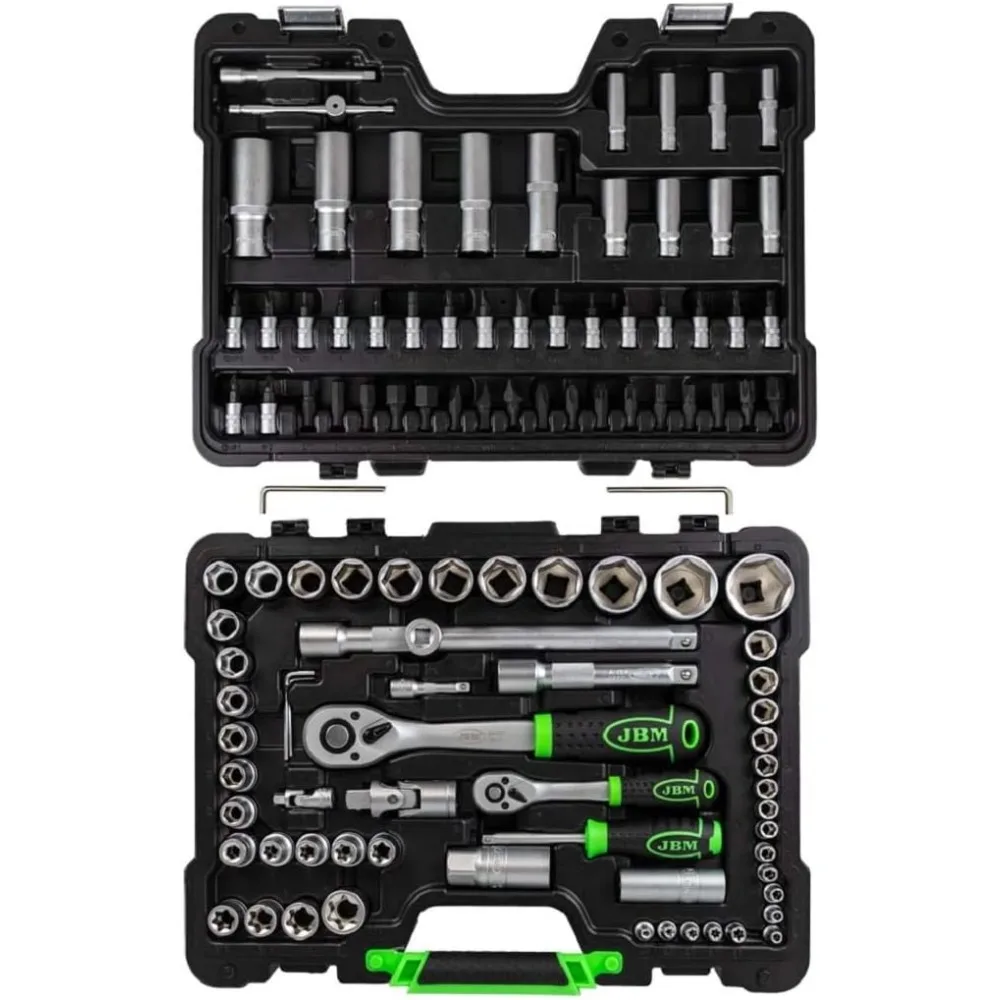 حافظة أدوات JBM مكونة من 108 قطعة مع مفاتيح سداسية من الساتان