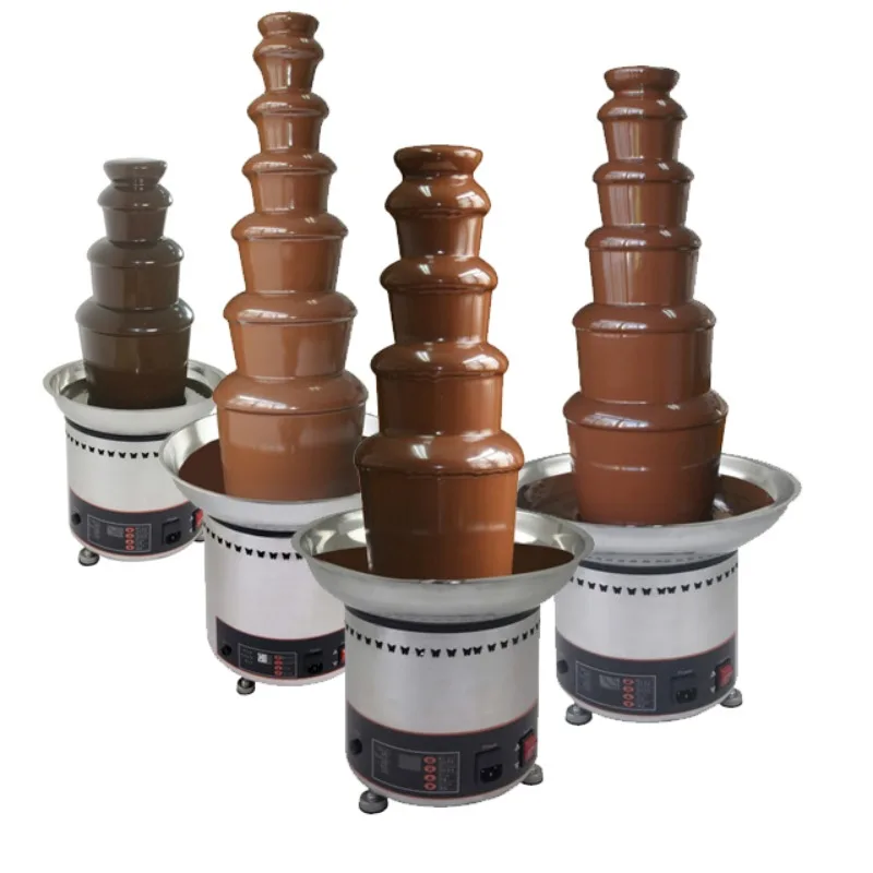 Digital Display Commercial 304 Stainless Steel 4/5/6/7 Layer Chocolate Fountain