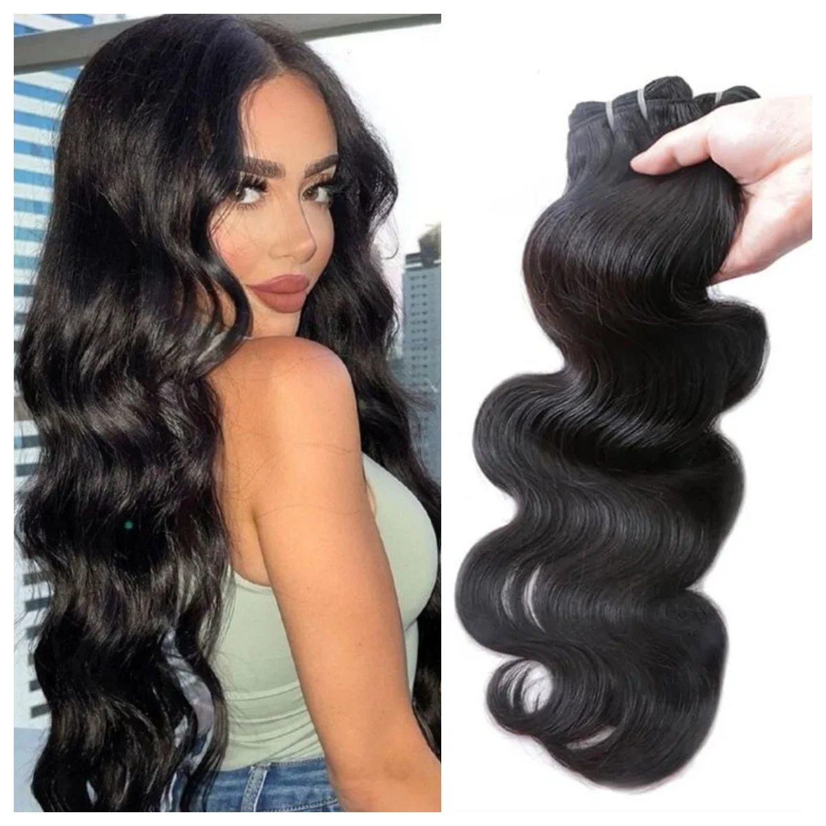 

Natural Human Hair Extensions 100% Human Hair Body Wave Bundles 50g Fabeauty Virgin Remy Raw Brazilian Hair 1/3/4 PCS 30 Inches