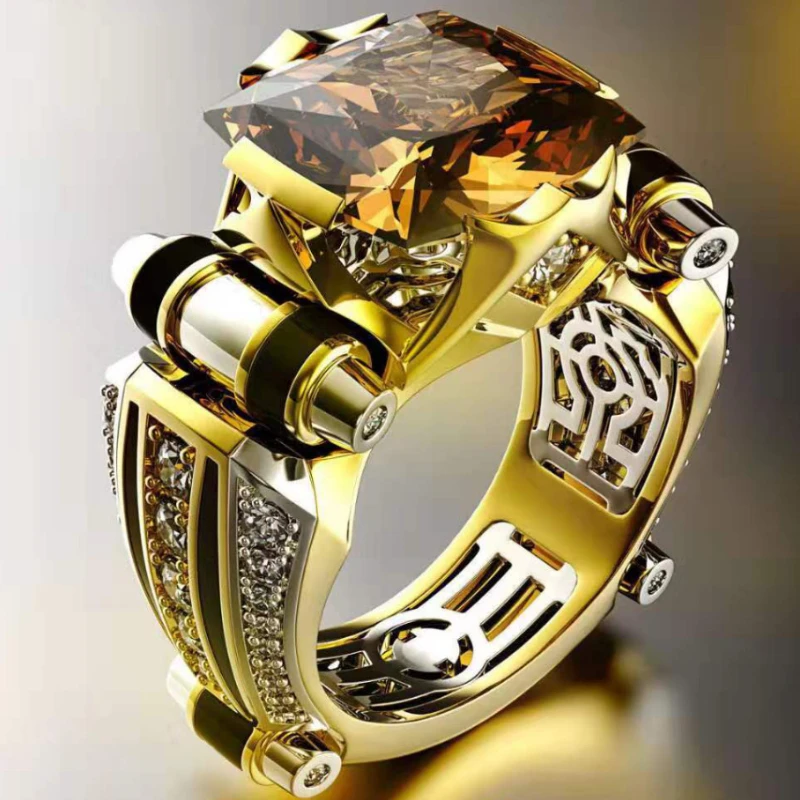 Hot sale new zircon domineering rings fashion creative color separation engagement men and women jewelry