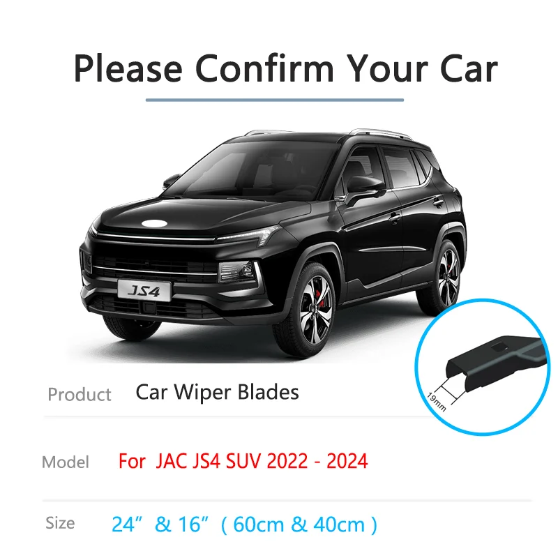 For JAC JS4 SUV 2022 2023 2024 Front Rear Wiper Blades Rain Brush Windows Replacement Cleaning Window Car Auto Parts Accessories